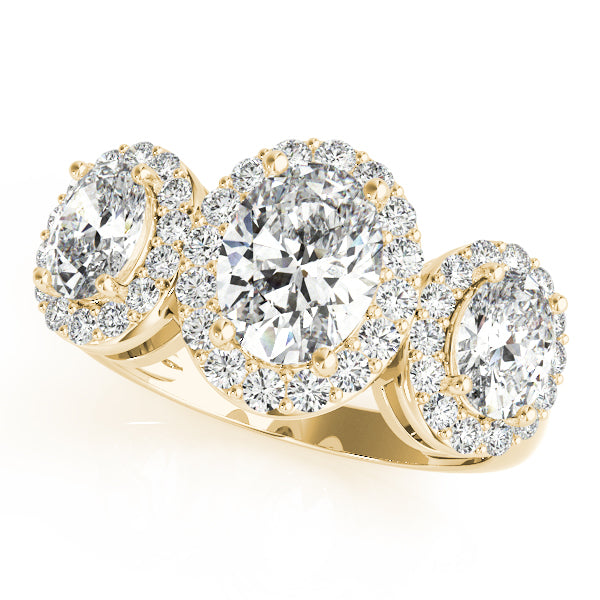 Three-Stone Halo Diamond Engagement Ring (1/2 ct. tw.)