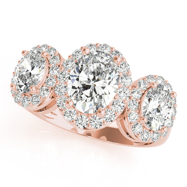 Three-Stone Halo Diamond Engagement Ring (1/2 ct. tw.)