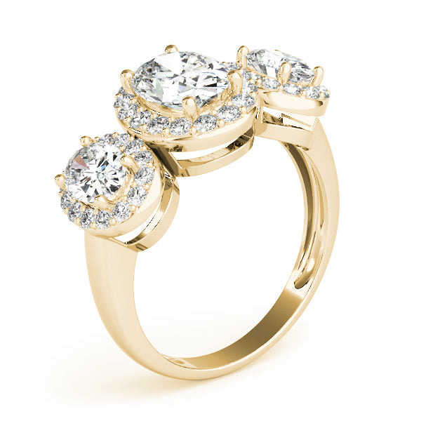 Three-Stone Halo Diamond Engagement Ring (1/2 ct. tw.)