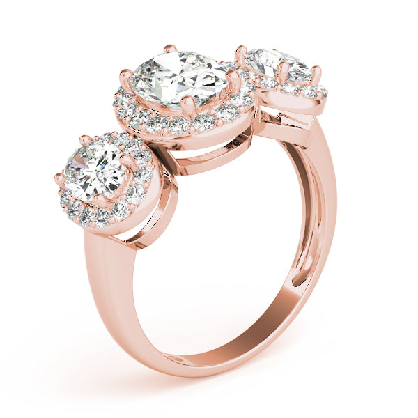 Three-Stone Halo Diamond Engagement Ring (1/2 ct. tw.)
