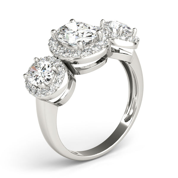 Three-Stone Halo Diamond Engagement Ring (1/2 ct. tw.)