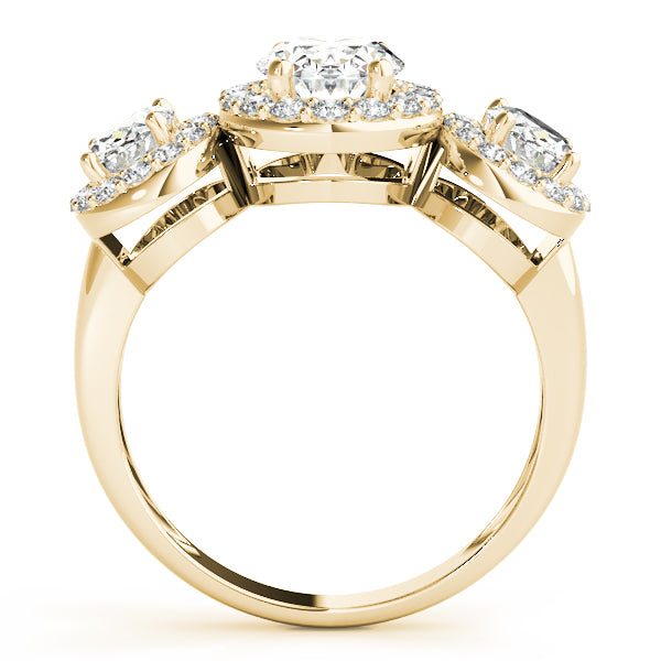 Three-Stone Halo Diamond Engagement Ring (1/2 ct. tw.)