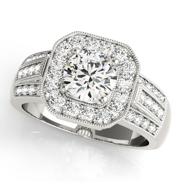 Halo and Pave Diamond Engagement Ring (5/8 ct. tw.)