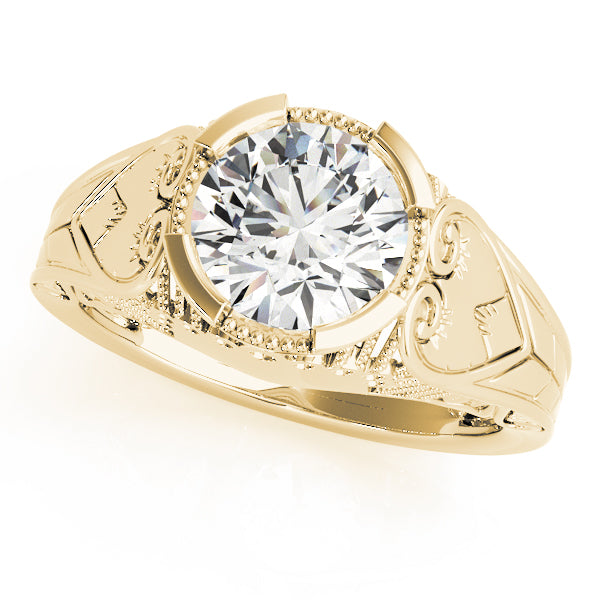 Vintage Milgrain and Scrollwork Halo Diamond Engagement Ring
