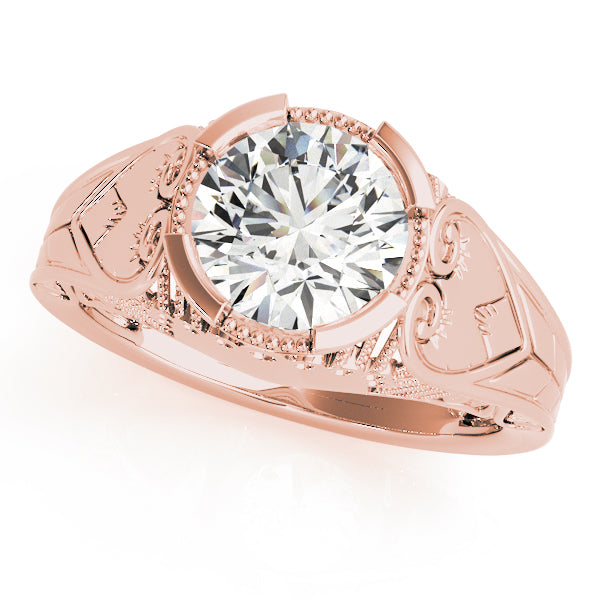 Vintage Milgrain and Scrollwork Halo Diamond Engagement Ring