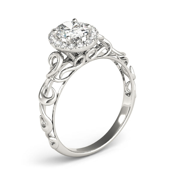 Romantic Scroll Halo Diamond Engagement Ring (1/10 ct. tw.)