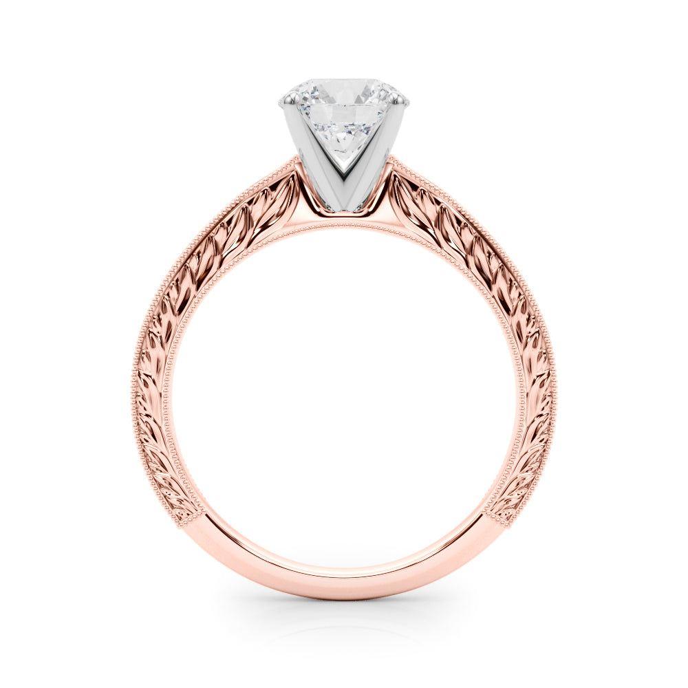 Vintage Engraved Solitaire Diamond Engagement Ring
