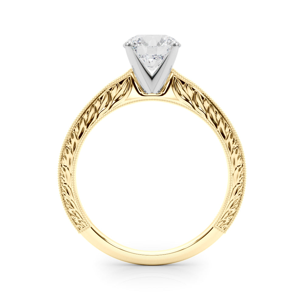 Vintage Engraved Solitaire Diamond Engagement Ring