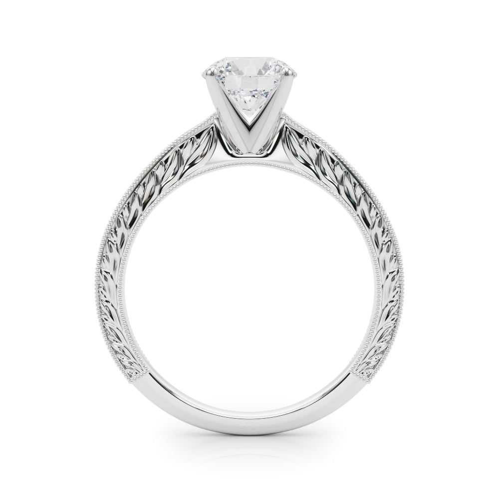 Vintage Engraved Solitaire Diamond Engagement Ring