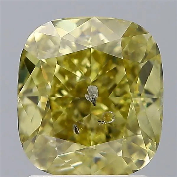 2.02ct Cushion brilliant Natural Diamond (Colour Fancy Deep Yellow, Clarity I1, GIA Certified)