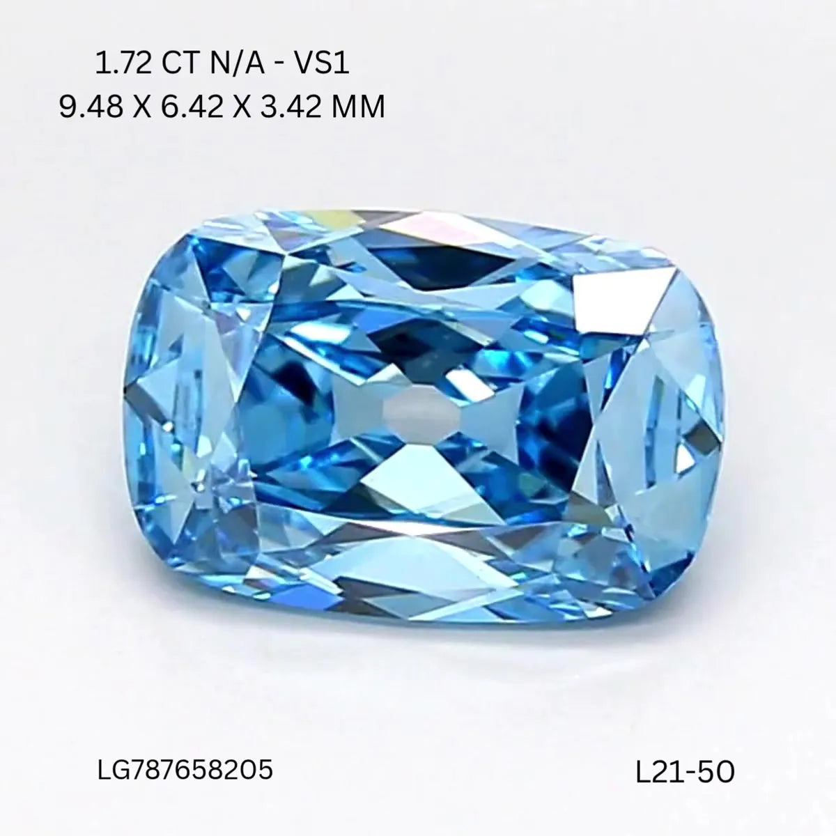 1.72ct Cushion brilliant Lab Grown Diamond (Colour Fancy Vivid Blue, Clarity VS1, IGI Certified)