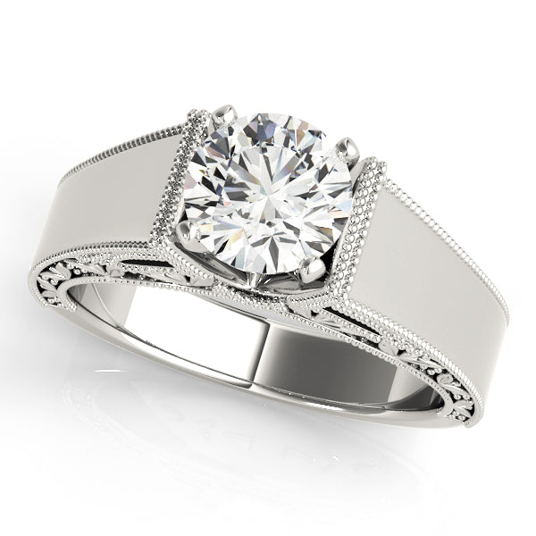 Vintage Milgrain Solitaire Engagement Ring