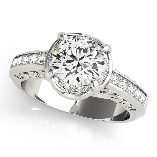 Channel-Set Pavé Diamond Engagement Ring (1/8 ct. tw.)