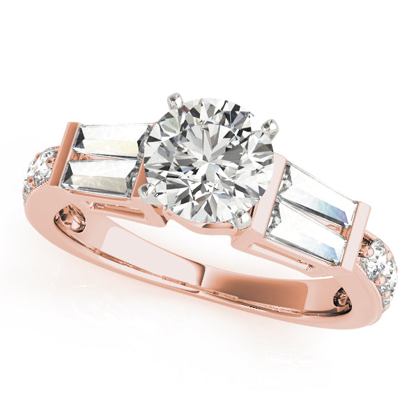 Tapered Baguette and Pavé Diamond Engagement Ring