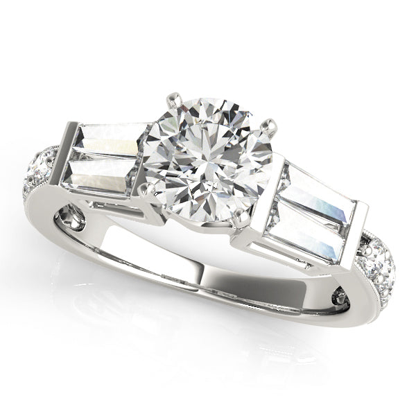 Tapered Baguette and Pavé Diamond Engagement Ring