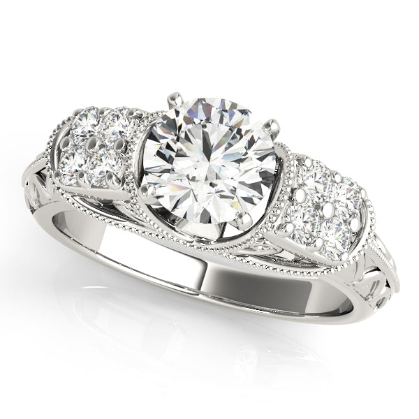 Three-Stone Pavé Diamond Engagement Ring (1/3 ct. tw.)