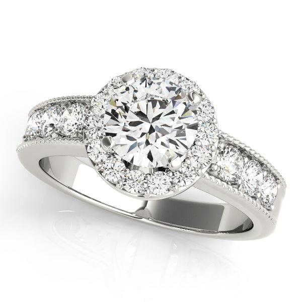 Channel-Set Halo Diamond Engagement Ring (3/4 ct. tw.)