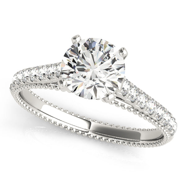 Petite Milgrain Pavé Diamond Engagement Ring (1/5 ct. tw.)