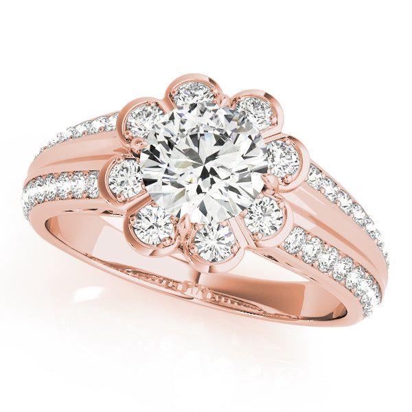 Floral Halo Pavé Diamond Engagement Ring (1/2 ct. tw.)