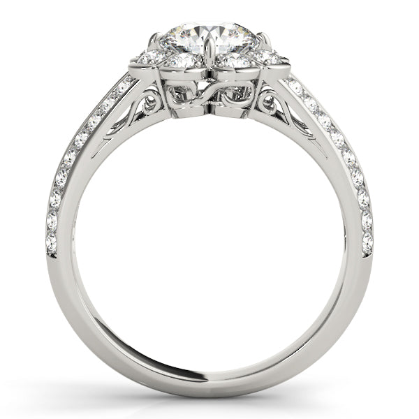 Floral Halo Pavé Diamond Engagement Ring (3/8 ct. tw.)