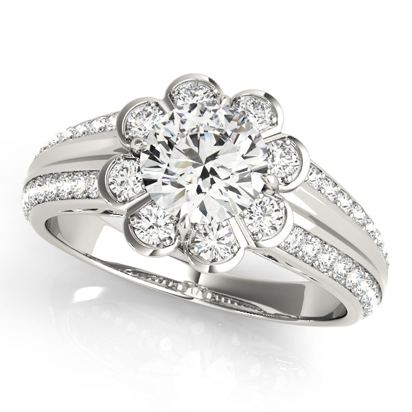 Floral Halo Pavé Diamond Engagement Ring (1/2 ct. tw.)
