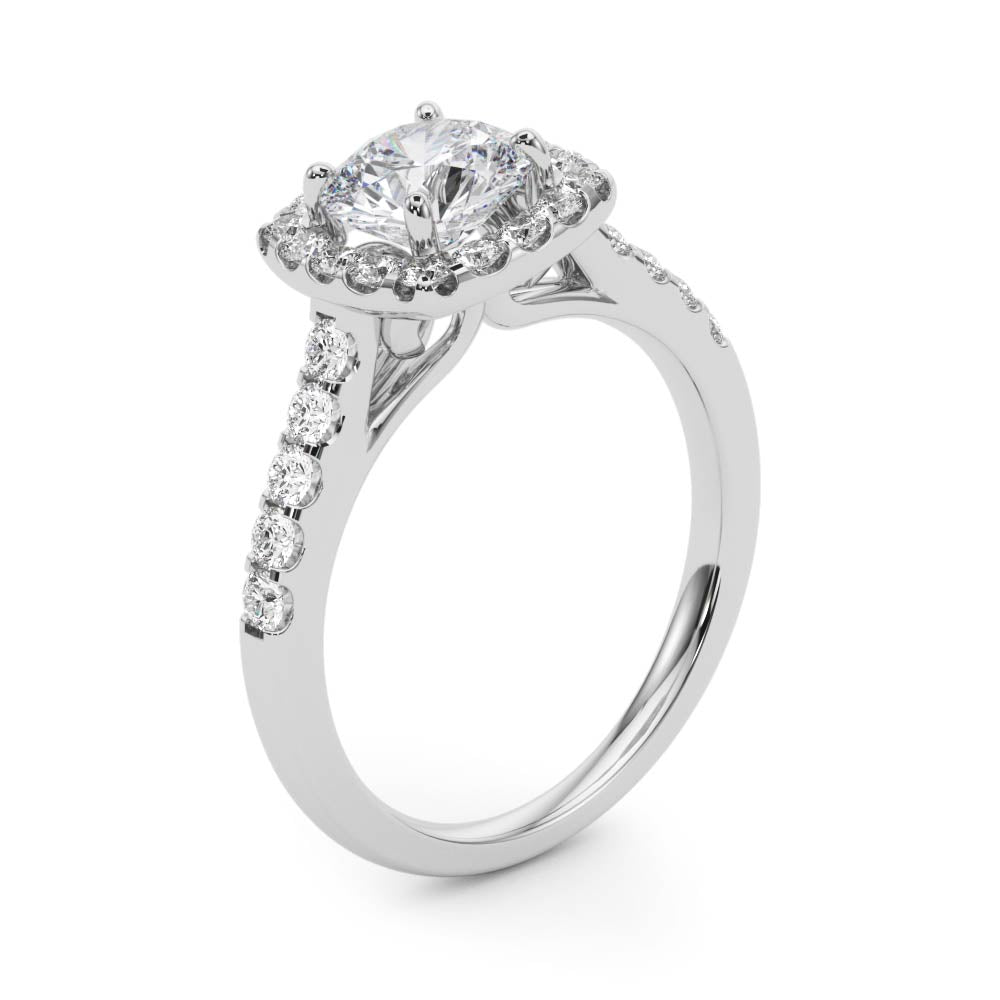 French Pavé Halo Diamond Engagement Ring (1/2 ct. tw.)