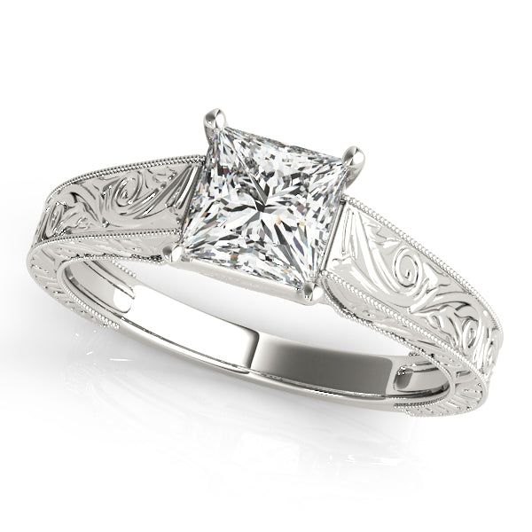 Vintage Engraved Solitaire Diamond Engagement Ring (1 1/2 ct. tw.)