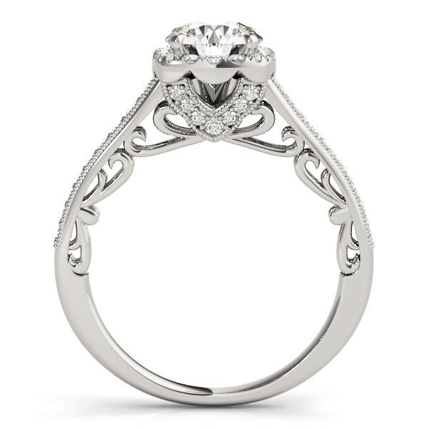 Petite Pavé Halo Diamond Engagement Ring (3/8 ct. tw.)