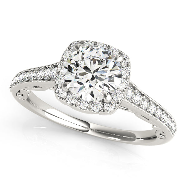 Petite Pavé Halo Diamond Engagement Ring (3/8 ct. tw.)
