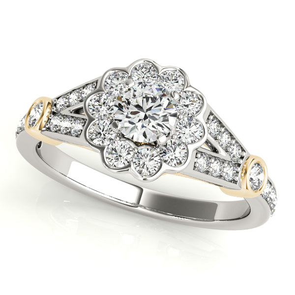 Floral Pavé Diamond Engagement Ring with Yellow (1/2 ct. tw.)