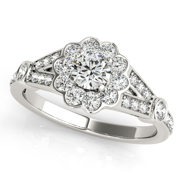 Floral Pavé Diamond Engagement Ring with Yellow (1/2 ct. tw.)