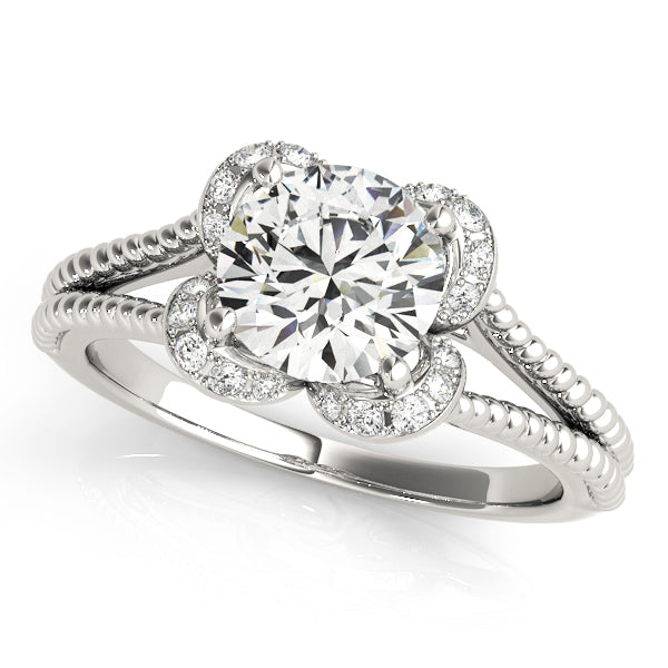Scalloped Floral Halo Diamond Engagement Ring (1/10 ct. tw.)
