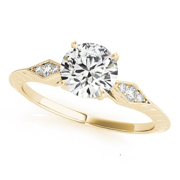 Engraved Milgrain Diamond Engagement Ring (1/10 ct. tw.)
