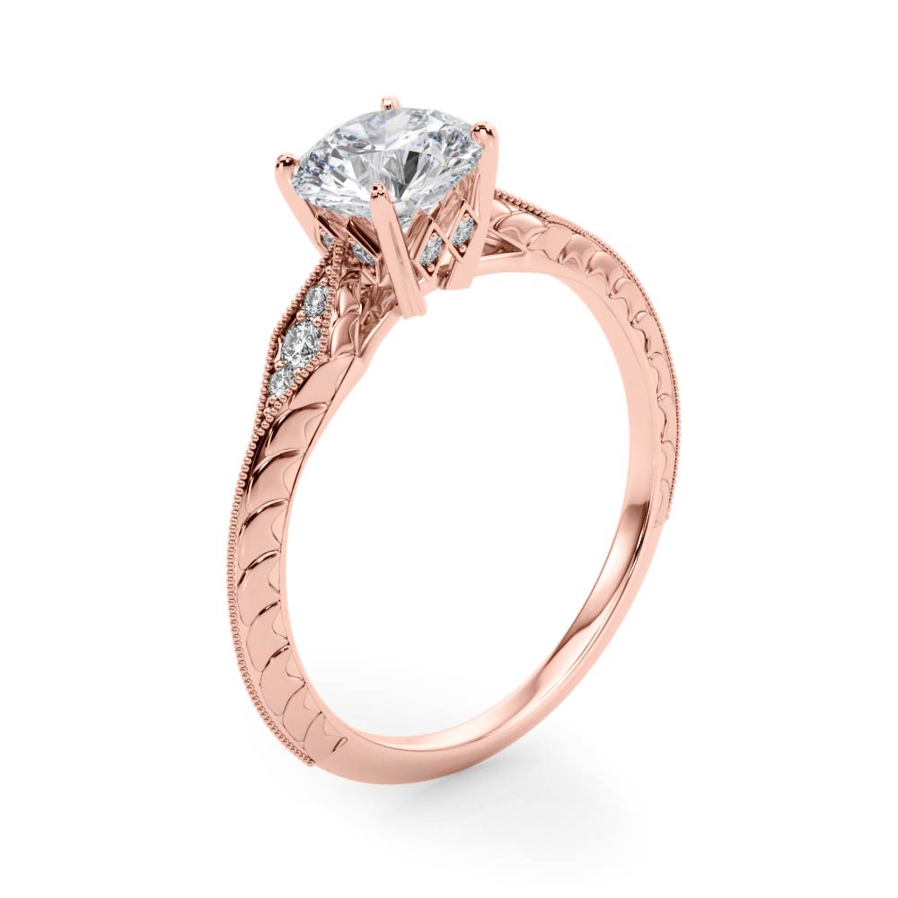 Engraved Milgrain Diamond Engagement Ring (1/10 ct. tw.)