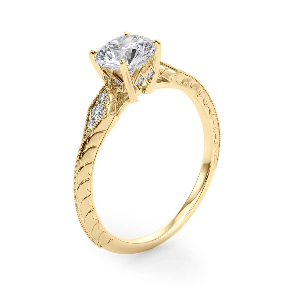 Engraved Milgrain Diamond Engagement Ring (1/10 ct. tw.)