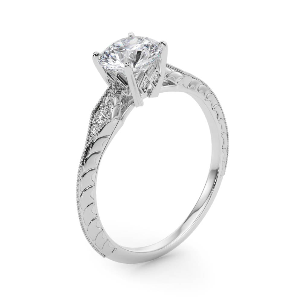 Engraved Milgrain Diamond Engagement Ring (1/10 ct. tw.)
