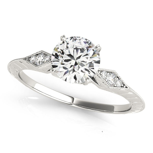 Engraved Milgrain Diamond Engagement Ring (1/10 ct. tw.)