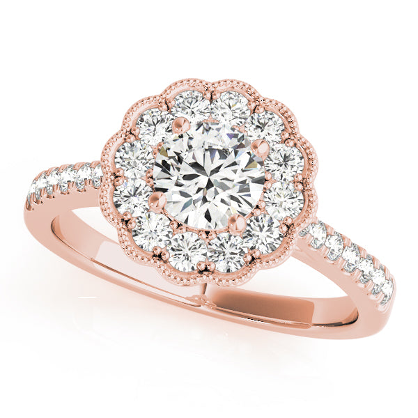 Scalloped Milgrain Halo Diamond Engagement Ring (1/2 ct. tw.)