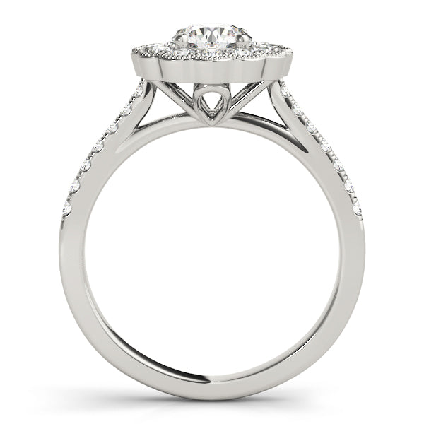 Scalloped Milgrain Halo Diamond Engagement Ring (1/2 ct. tw.)