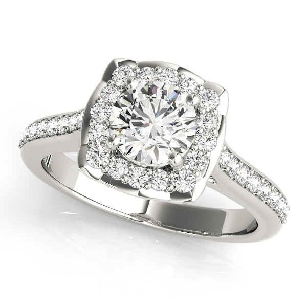 Petite Cushion Halo Pavé Diamond Engagement Ring (1/3 ct. tw.)