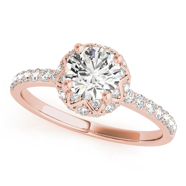 Scalloped Pavé Diamond Halo Engagement Ring (1/4 ct. tw.)