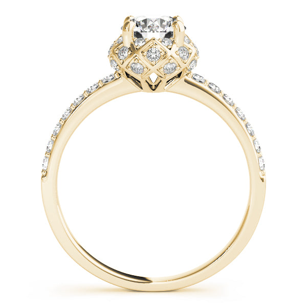Scalloped Pavé Diamond Halo Engagement Ring (1/4 ct. tw.)