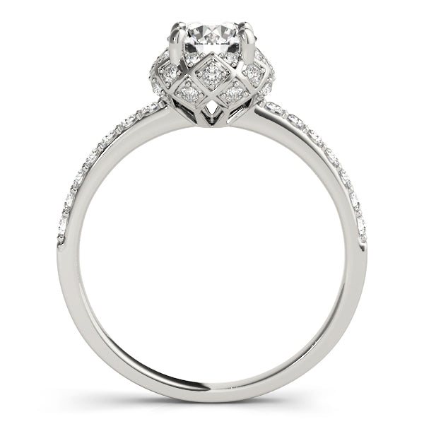 Scalloped Pavé Diamond Halo Engagement Ring (1/4 ct. tw.)