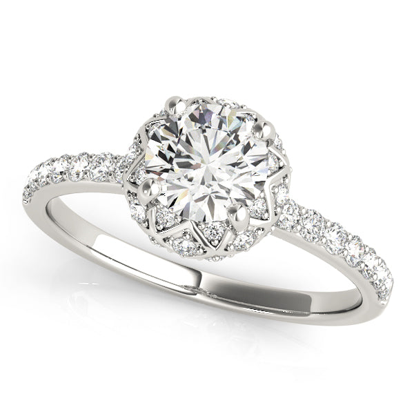 Scalloped Pavé Diamond Halo Engagement Ring (1/4 ct. tw.)