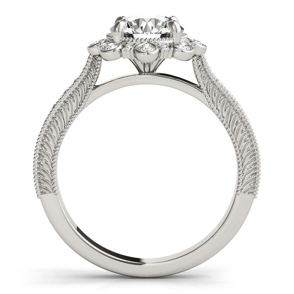 Vintage Halo Pavé and Bezel Diamond Engagement Ring (1/3 ct. tw.)