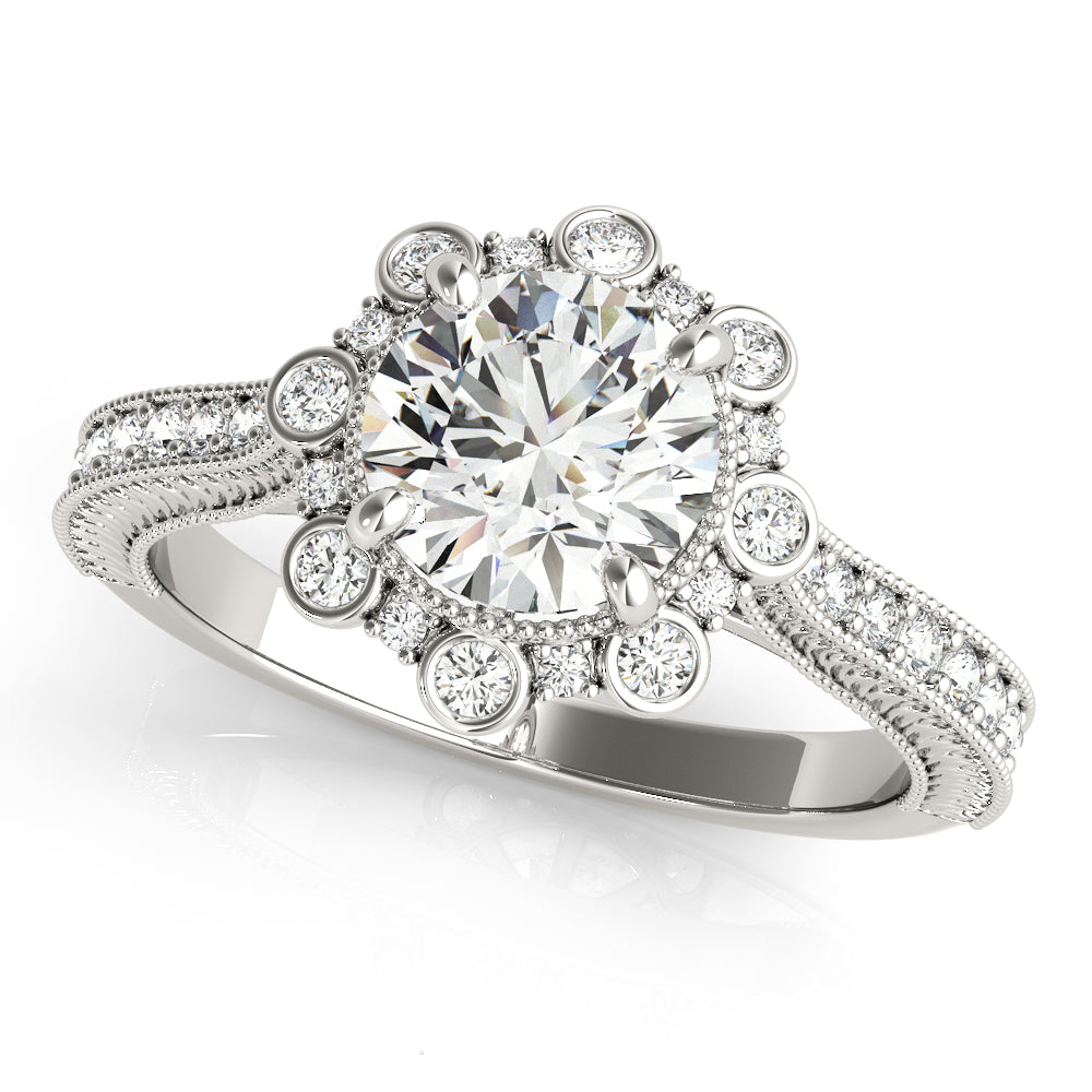 Vintage Halo Pavé and Bezel Diamond Engagement Ring (1/3 ct. tw.)