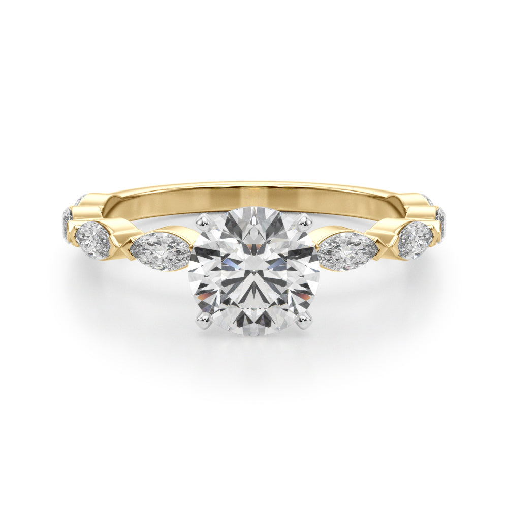 Alternating Marquise and Round Diamond Engagement Ring (1/2 ct. tw.)