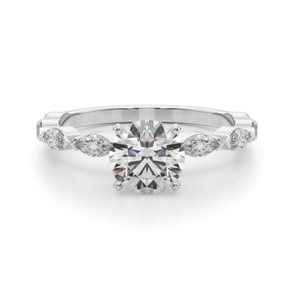 Alternating Marquise and Round Diamond Engagement Ring (1/2 ct. tw.)