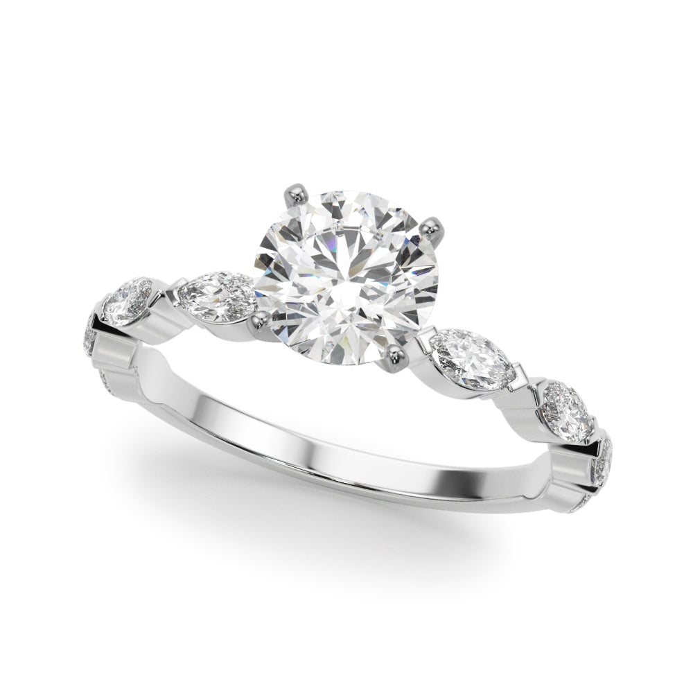 Alternating Marquise and Round Diamond Engagement Ring (1/2 ct. tw.)