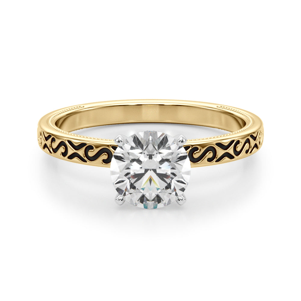 Romantic Scrollwork Solitaire Diamond Engagement Ring